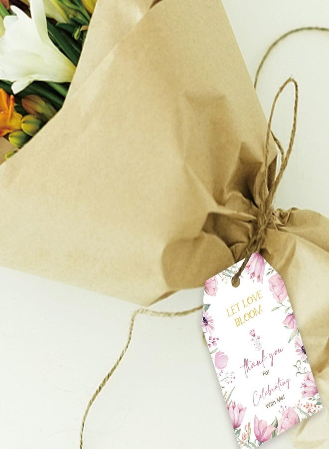 FORSHEEP 50pcs Floral Thank You Tags, Violet Gift Tag with String for Wedding Party, Thank You Paper Tags for Flower Themed Bridal Shower/Birthday Party Favors - Image 5
